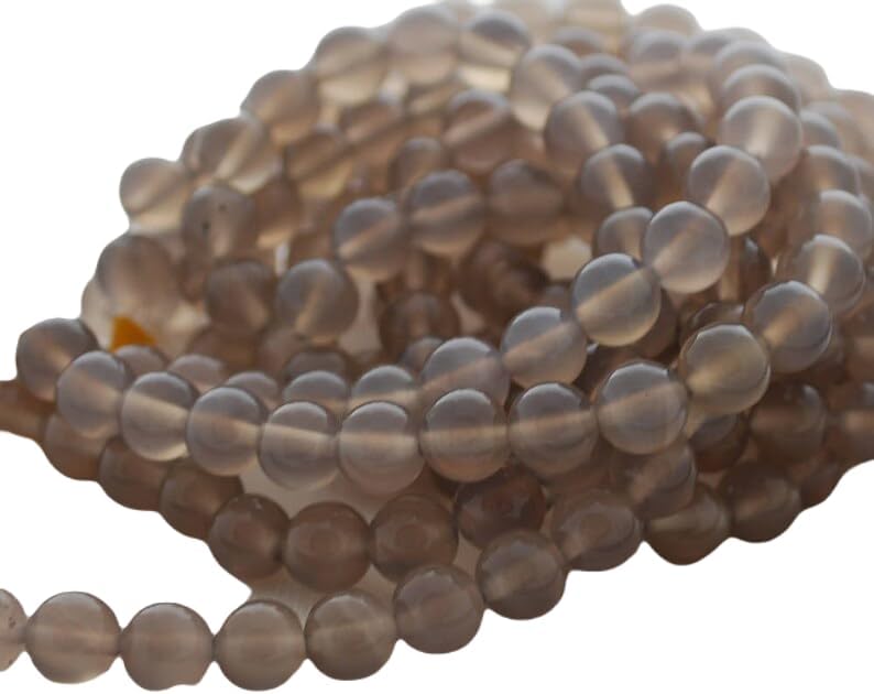 13 inch Strand of Natural gem Gray Agate, 10mm Round Smooth Beads for DIY Jewelry Making. | Beads_03537