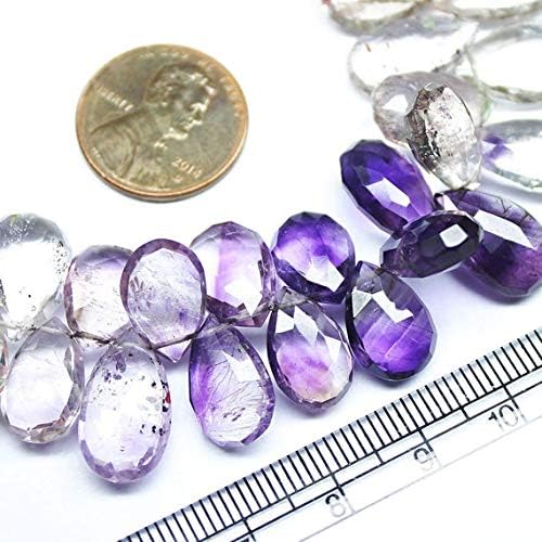 Moss Rutile Amethyst Quartz Faceted Pear Drop Gemstone Craft Loose Beads Strand 9 Inch Long 12mm 16mm Code-HIGH-20662
