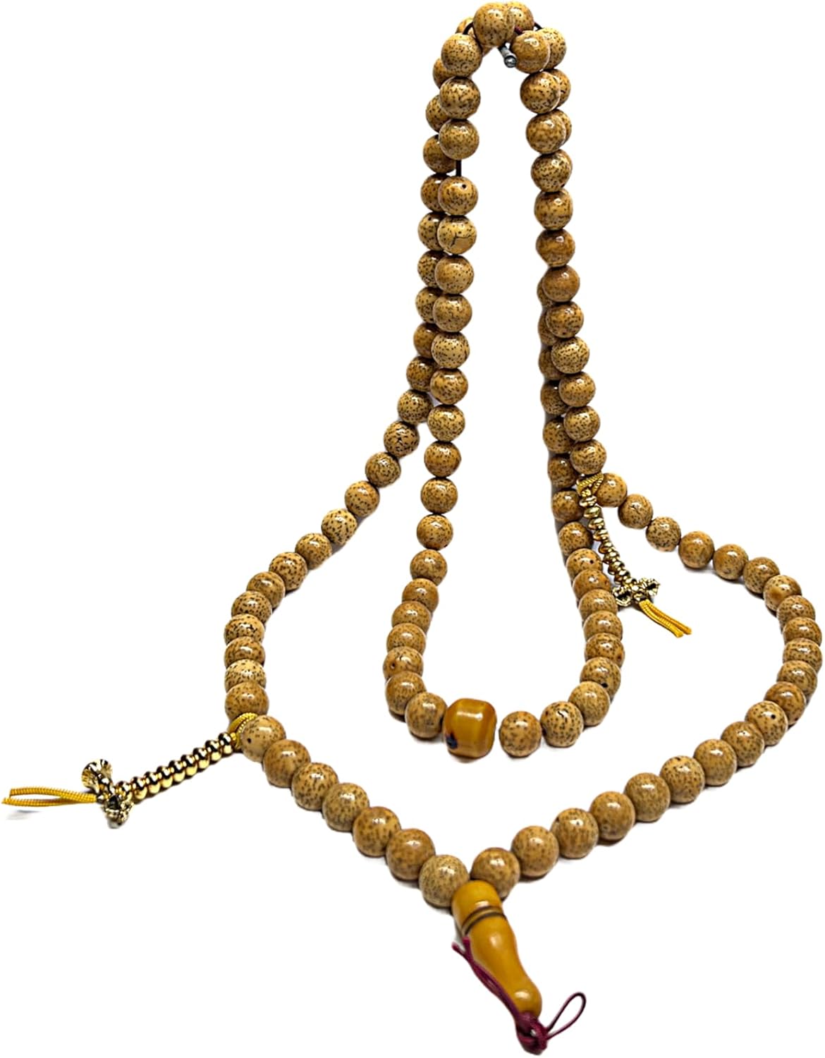 Bodhi Dots Pattern Cream Yellow Color 108 Beads Hand Rosary Praying Chain Aws4692