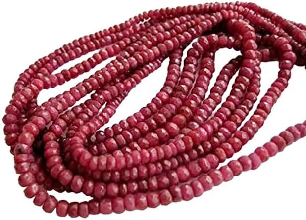 Natural Ruby Beads, Micro Faceted Rondelle Beads, 6-3mm 19 Inches lot of 10 Strands CHIK-STRD-95678