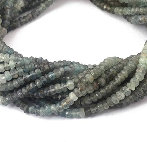 GEMZ 16 inch Strand of Natural Moss Aquamarine rondelle Shape Faceted Cut Multi Color Color Beads for DIY Jewelry Making- Earring Necklace Bracelet.