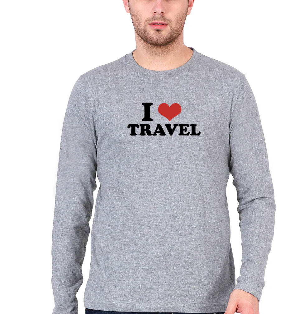 I LOVE TRAVEL Full Sleeves T-Shirt for Men