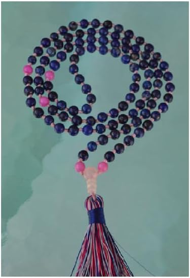 Natural Lapis Lazuli, Majenta Jade, Rose Quartz 8mm 108 Mala Beads, Spiritual, Meditation Beads, Reiki, Japa Mala, Buddhist Prayer Beads, Yoga Bracelet, healing beads LKMALA-RRGU-1932