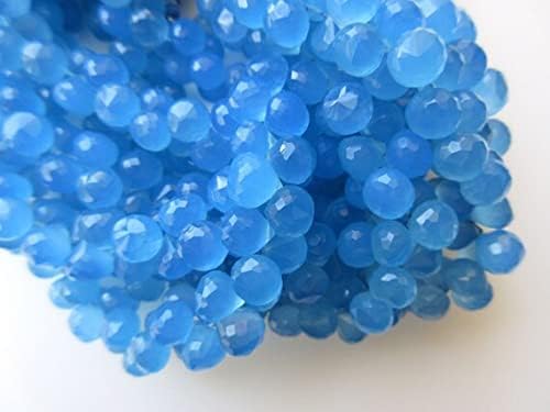 7 inch Strand of Natural Chalcedony 8mm Onion Faceted briolette Beads for DIY Jewelry Making. |BRIO_01837