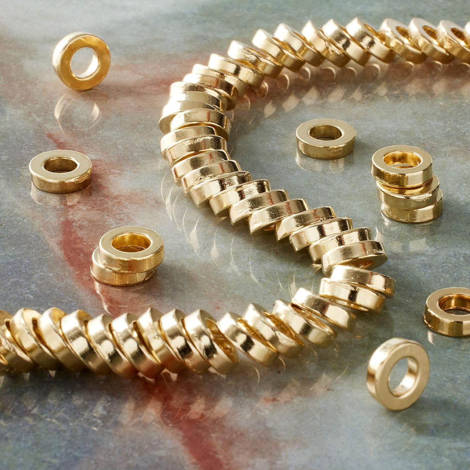 12 Pack: Gold Large Hole Metal Disc Spacer Beads by Bead Landing