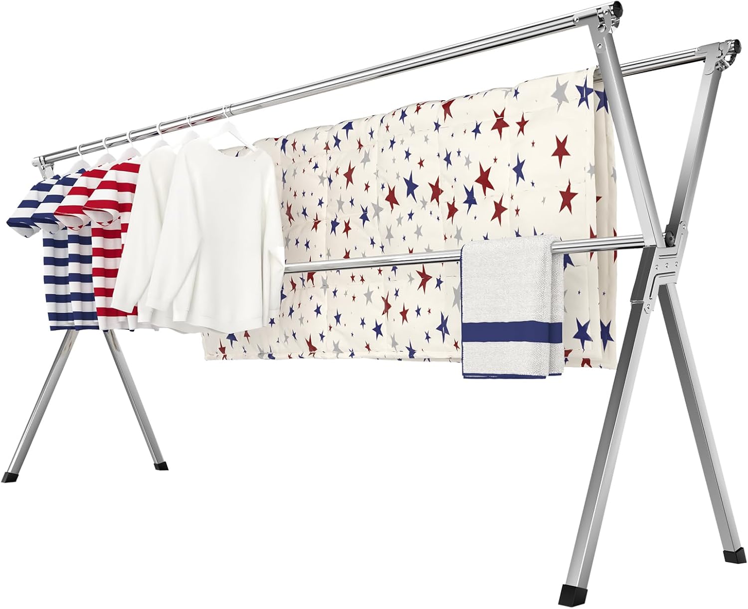 Clothes Drying Rack, Heavy-Duty Folding Laundry Drying Rack for Indoor Outdoor Use, 50.4-78.7