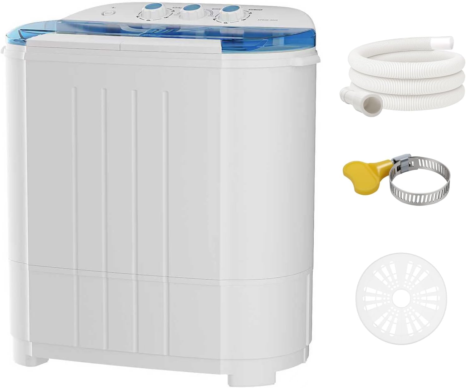 Zynkez Portable Washing Machine, 25 Pounds Capacity, Top Load, Stainless Steel, Adjustable Leveling Legs, 30x30x40 Inches