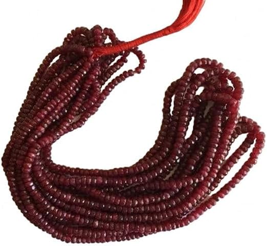 Ruby Rondelle Beads, Faceted Beads, Natural Beads-3mm to 4mm Beads, 16 Inch lot of 25 Strands CHIK-STRD-98837