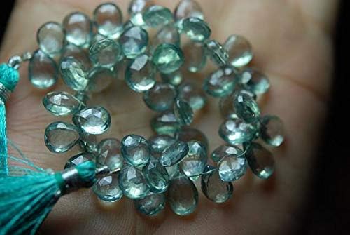 8 Inches, Teel Green Mystic Faceted Pear Shape Briolettes 9-10mm aprx Code-HIGH-53782