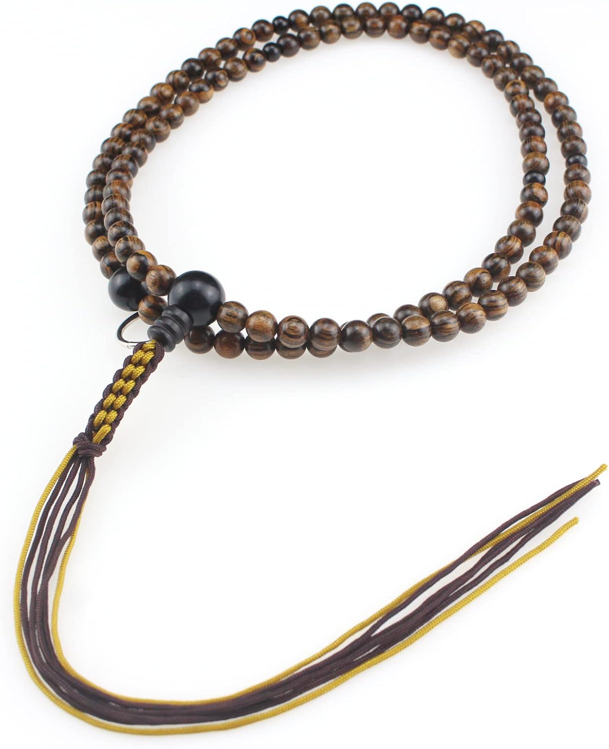 Zen Soto Beads Juzu, Zen Prayer Beads, Soto Shu Buddhism Beads, 108 Juzu Beads, Tigers Line Wood Beads with Purse