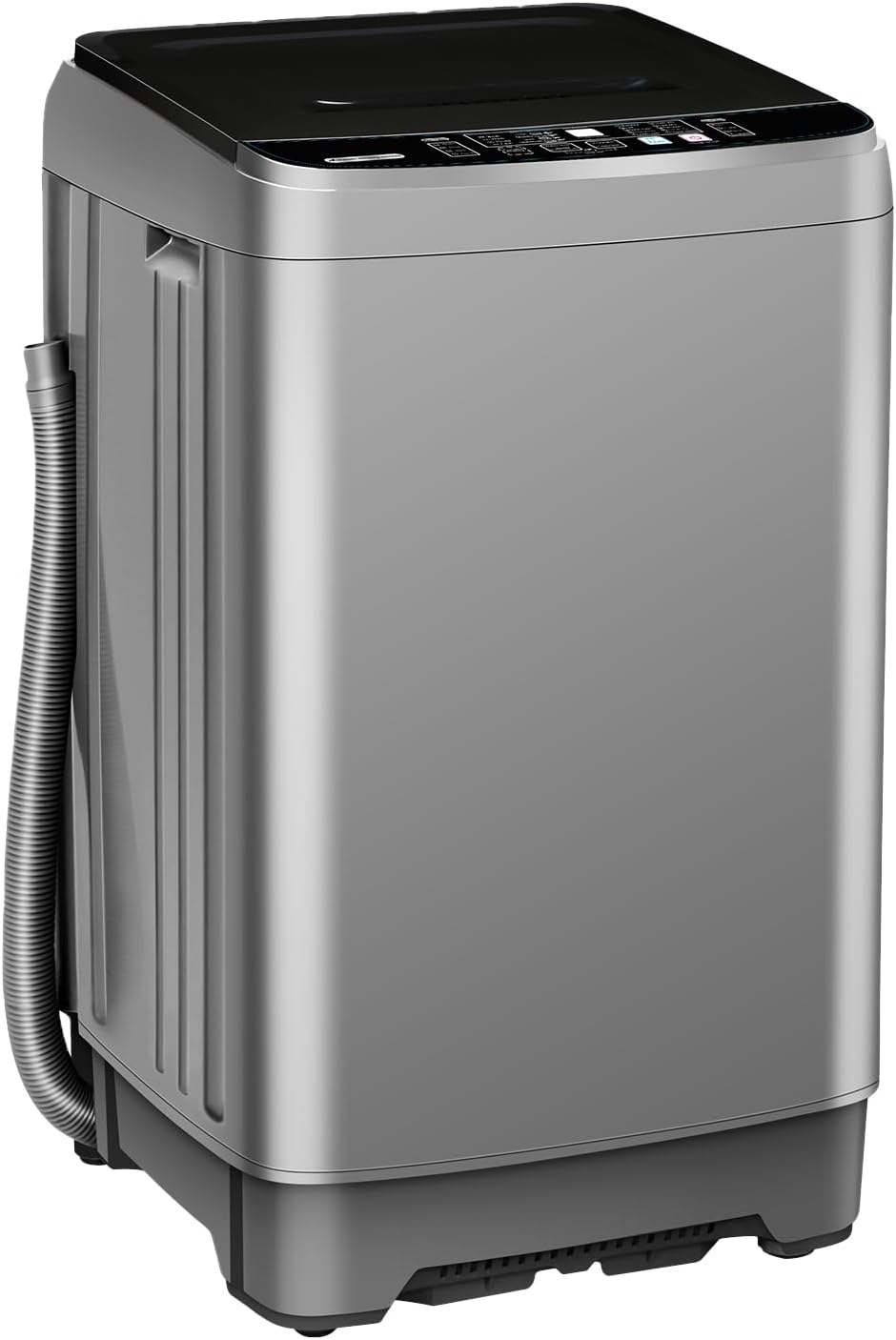 15.6lbs Full-Automatic Washing Machine, Portable Compact Laundry Washer with Drain Pump, 10 Programs 8 Water Levels with LED Display for RV, Camping, Apartment, Dorm, Dark-Grey