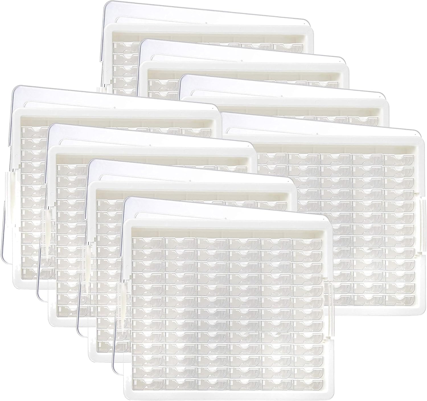 Bead Storage Solutions Elizabeth Ward Plastic Tray and Bead Organizer, 78 Containers of Various Sizes, Tray, and Lid for Beads, 8 Pack, Clear