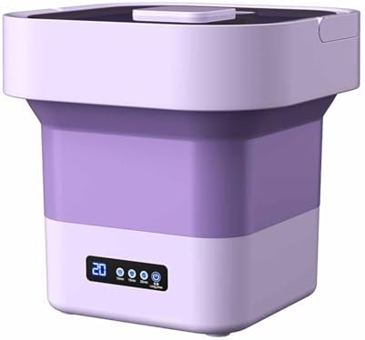 Portable Folding Washing Machine - Small Spin Basket Laundry Machine with Hidden Handle, Large Capacity, Automatic Drainage for Underwear, Socks, Baby Clothes - Purple
