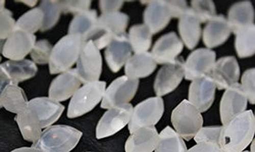GEMZ 8 inch Strand of Natural White Moonstone Marquise Shape Faceted Cut White Color briollete Beads for DIY Jewelry Making- Earring Necklace Bracelet.