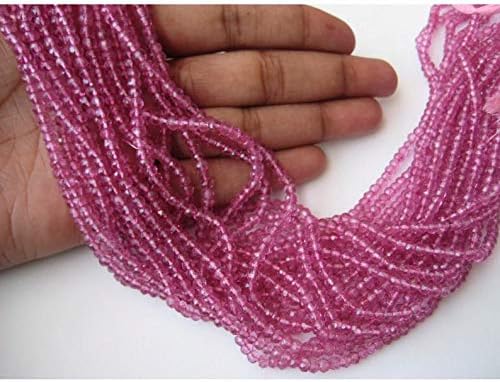 10 Strands, Wholesale Pink Coated Quartz Rondelles, Micro Faceted Rondelle Beads, 4mm Beads, 14 Inches Each