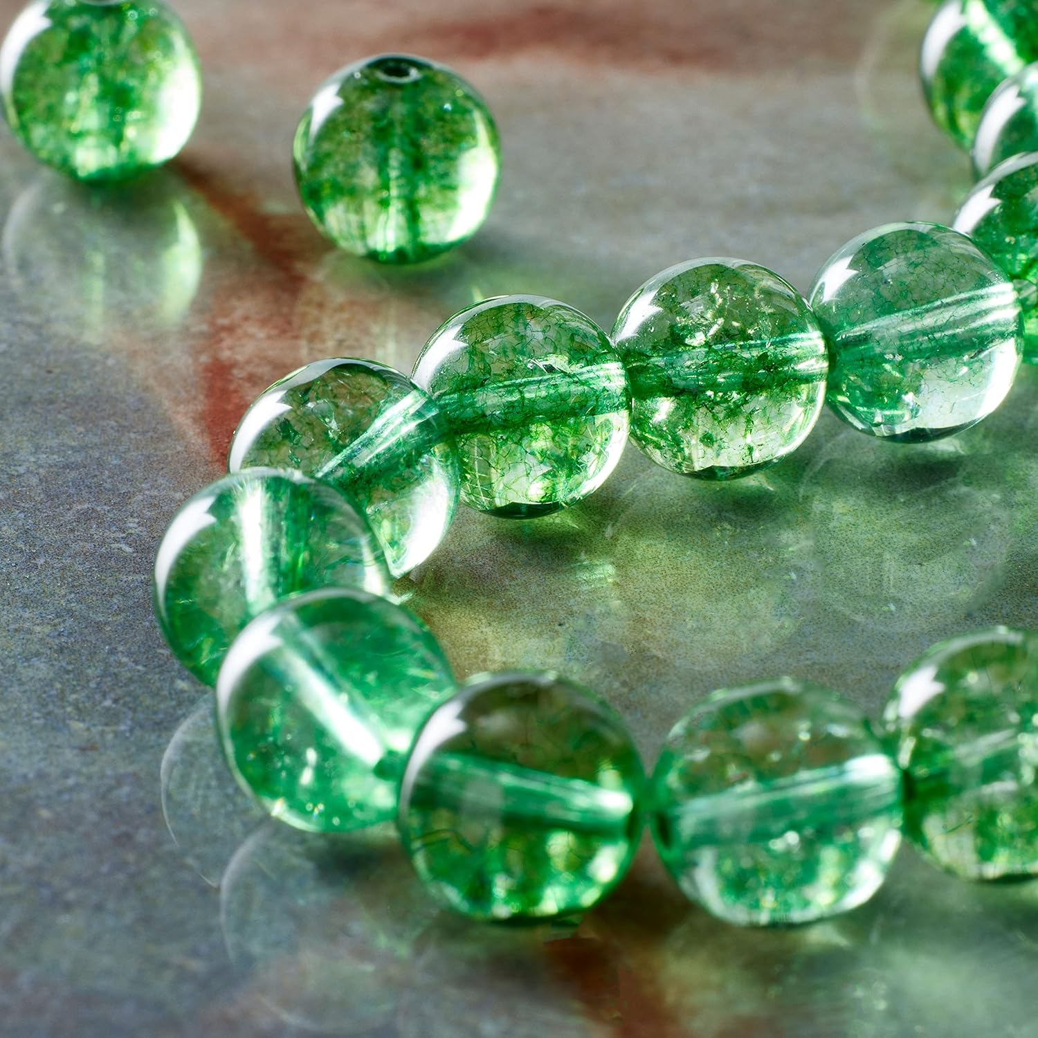 Bead Landing Light Green Quartz Round Beads, 12 Pack