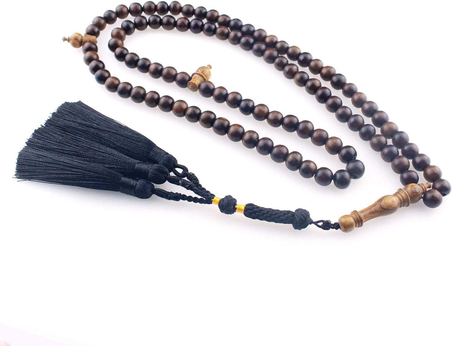 Muslims Islamic Dhikr 99 Tasbeeh Tasbih Prayer Beads, Oud Wood Beads with Tassel