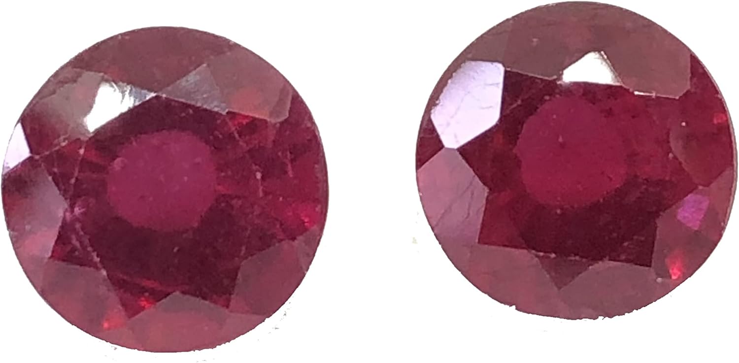 9.18 Ct Pair Ruby Round Shape Size 9 mm Cut Faceted High Quality Fine Loose Gemstone Best for Making Earring Jewelry