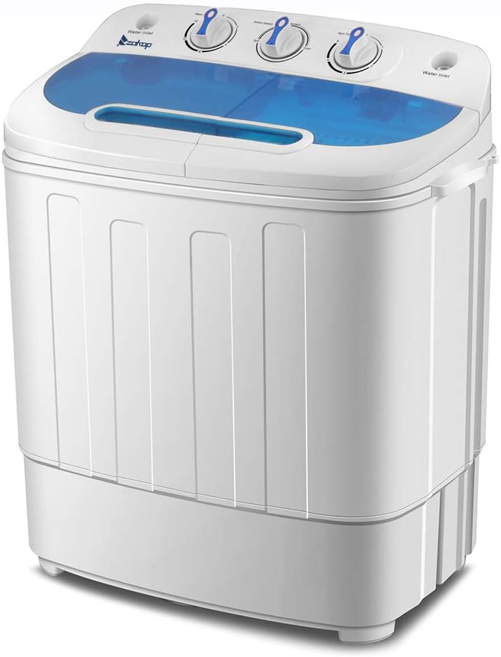 Winado 15LBS Portable Washing Machine, Compact Mini Washer Machine & Dryer Combo, Built-in Gravity Drain, Small Twin Tub Washer with Spin Cycle for Laundry Room, Apartments, Dorms, RV's