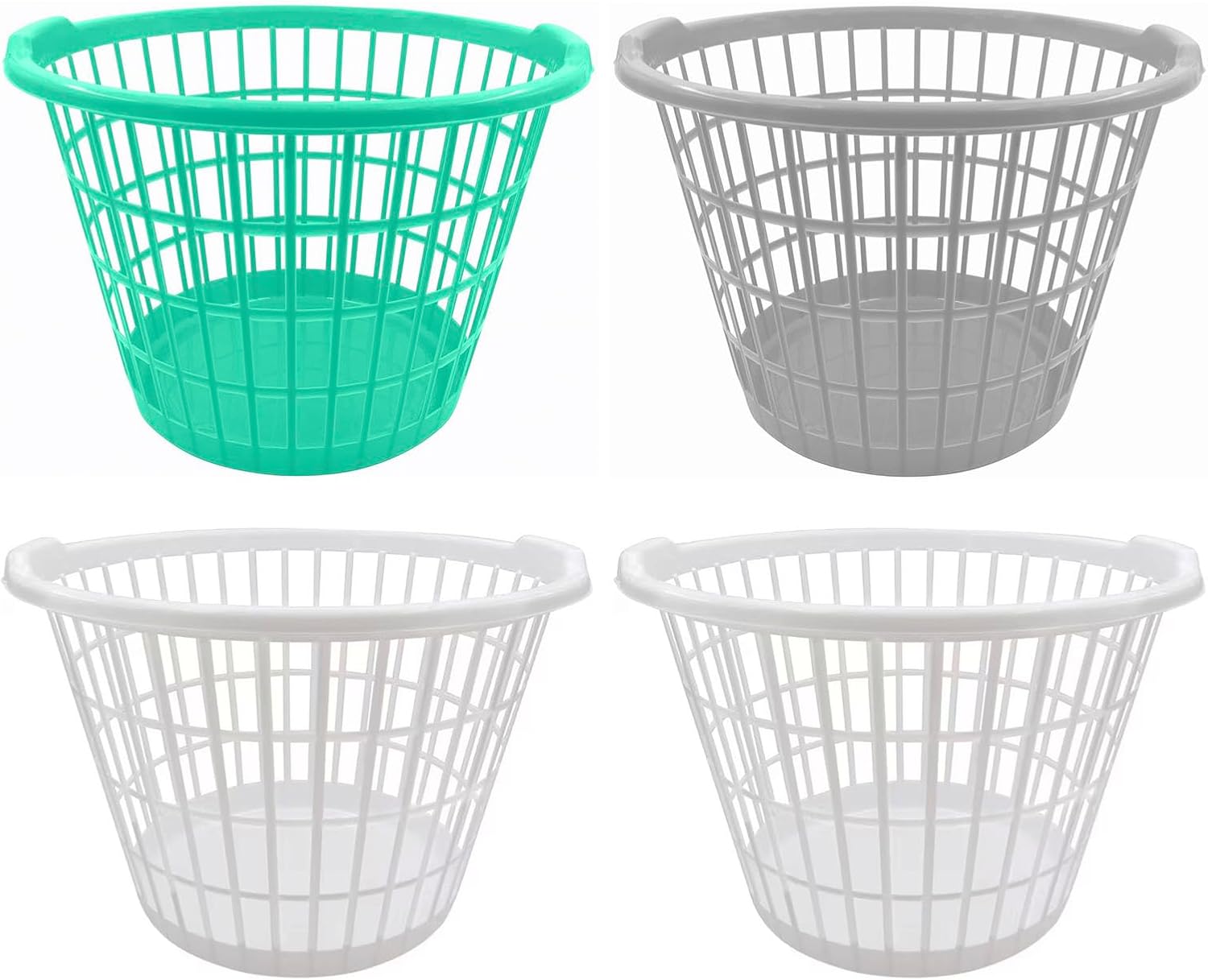Evou Set of 4 Laundry Baskets Hampers (Several Colors) Lightweight Plastic, for Clothes, Towels, Storage of Kids & Baby Toys, Garden, 1 Bushel Capacity (Multicolor 5)
