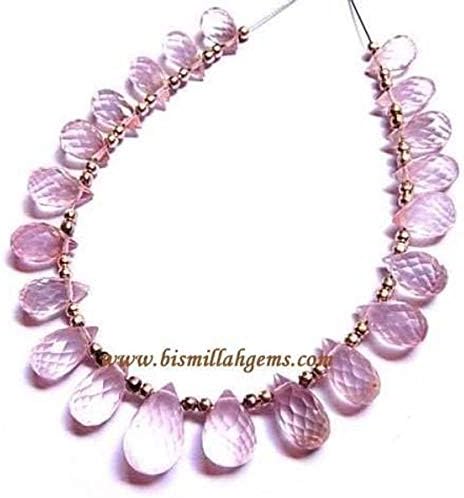 13 inch natural beads strand of 8x5-13x8mm faceted drop rose quartz gemstone briolletes beads for DIY jewelry - necklace, bracelet, earring, ring.