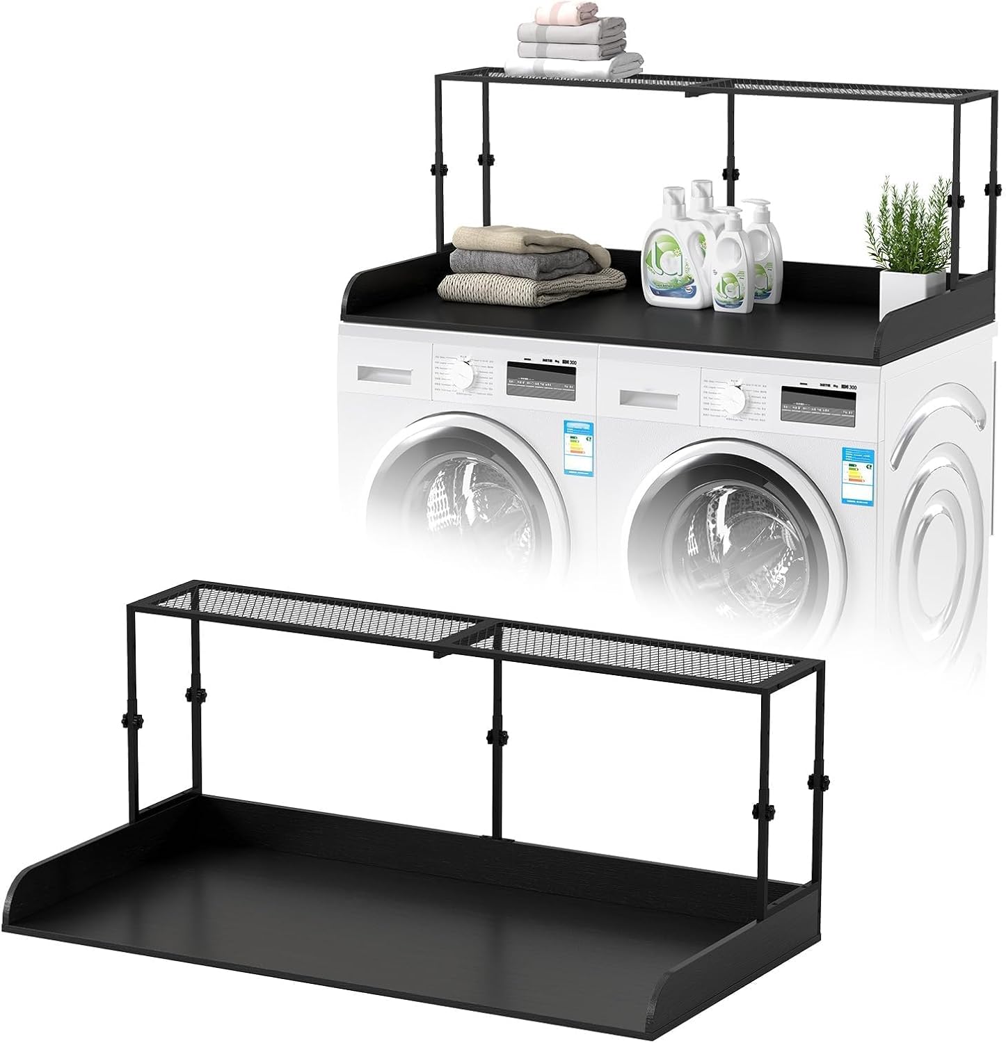Washer Dryer Countertop with Adjustable Shelf Wooden Laundry Topper for Ironing Clothes Universal Fit Large Space Laundry Room Organization Washer Dryer Countertop with Shelf