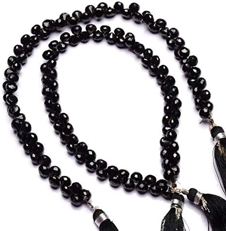 GEMZ 13 inch Strand of Natural Black Spinel Onion Shape Faceted Cut Black Color briollete Beads for DIY Jewelry Making- Earring Necklace Bracelet.