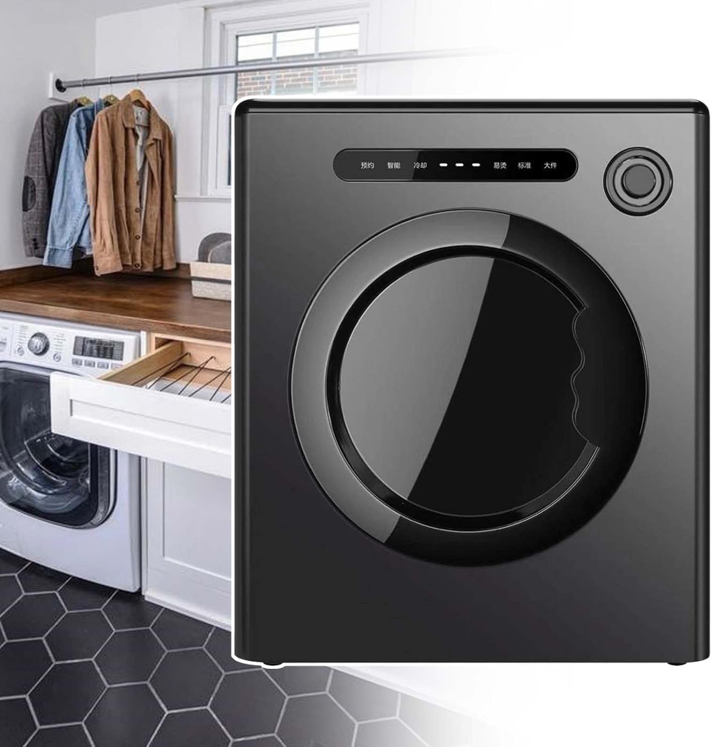 Portable 4Kg Clothes Dryer,Electric Clothes Dryer Machine, Compact Tumble Dryer Laundry For Apartment Black