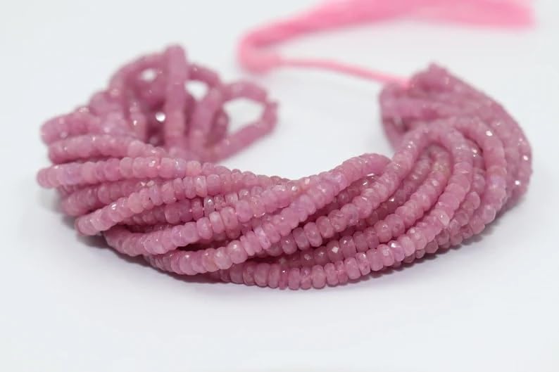 Pink Sapphire Faceted Rondelle Beads 4-5 mm Pink Beads Natural Pink Sapphire Beads Wholesale Beads for Making Jewelry