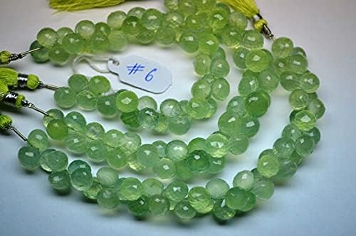 7 Inch 8-10mm Natural Decent Prehnite Gemstone Microfaceted Onion Briolette Beads Strand