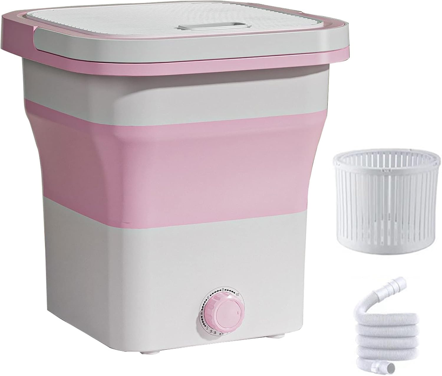 Mini Portable Washing Machine, Folding Washing Machine, Bucket Washer for Clothes Laundry, Underwear Washing Machine for Camping, Rv, Travel, Small Spaces (Color : Pink)
