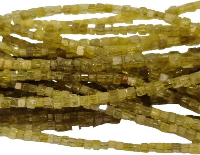 Yellow Diamond Faceted Cube 4 Inch Bead Strand & 1.5 Carats Natural Precious Gemstone Perfect for Jewelry Making Necklace, Earrings Rings CHIK-STNRD-24448