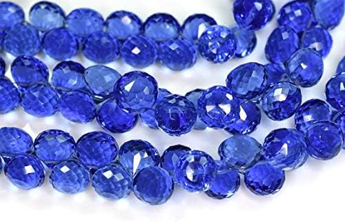 3 Strands Sale-9-10mm AAAA Vivid Deep AAA Tanzanite Blue Quartz Microfaceted Onion Shape Briolette Beads Code-HIGH-59899