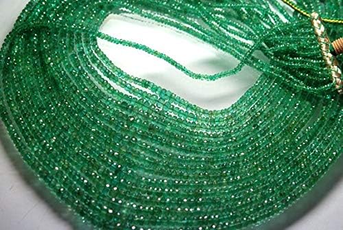 4 Strands x 14Inches, African Zambian Emerald Faceted Rondelles, Size 2.5-3mm, Limited Quantity for Low Rate Code-HIGH-3521