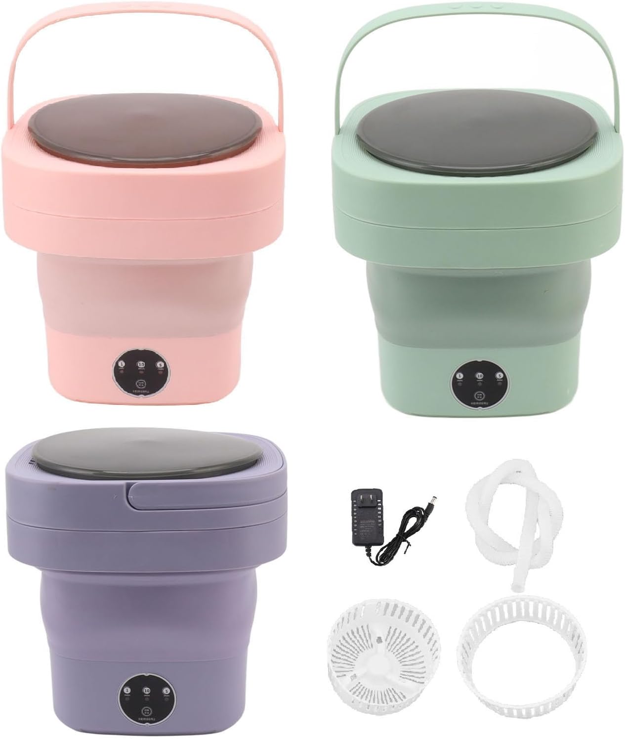 Portable Folding Washing Machine - 6.5L Capacity, Simulates Hand Washing, Ideal for Delicates, Socks, and Underwear, US Plug 100-240V(Purple)