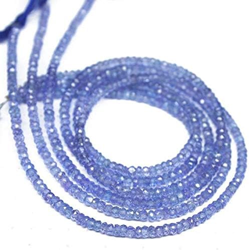 4 Strand Lot Natural Tanzanite Faceted Rondelle Micro Gemstone Craft Loose Beads 13 Inch Long 3mm Code-HIGH-1132