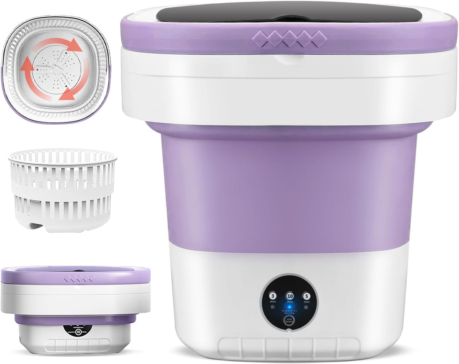 Portable Washing Machine 16L Mini Laundry Washer 3 Modes with Spin Basket Laundry Machine Cleaning Depth Underwear,Baby Clothes Small Shirt for Apartments Dormitories Hotels and Camping