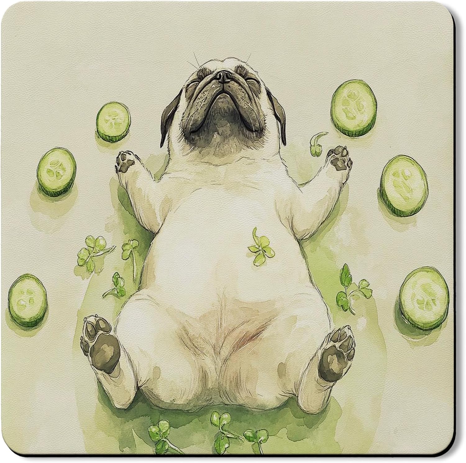 Cute Pug Washer Dryer Top Protector Mat, Fanciful Animal Design Laundry Machine Dust Cover, Summer Home Decor Rubber Anti-slip Waterproof Mat for Laundry Room 24x24 Inch