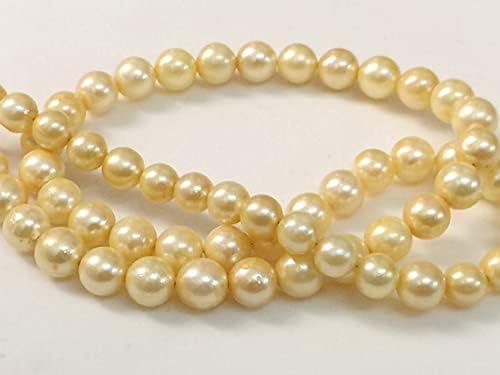 BEADS GEMSTONE 1 Strand Natural Gold South Sea Pearls Cultured, Natural Pearls, Original South Sea Pearls Non Treated Round Balls, 5.5-6.5mm, 4 Inch Code-HIGH-18193