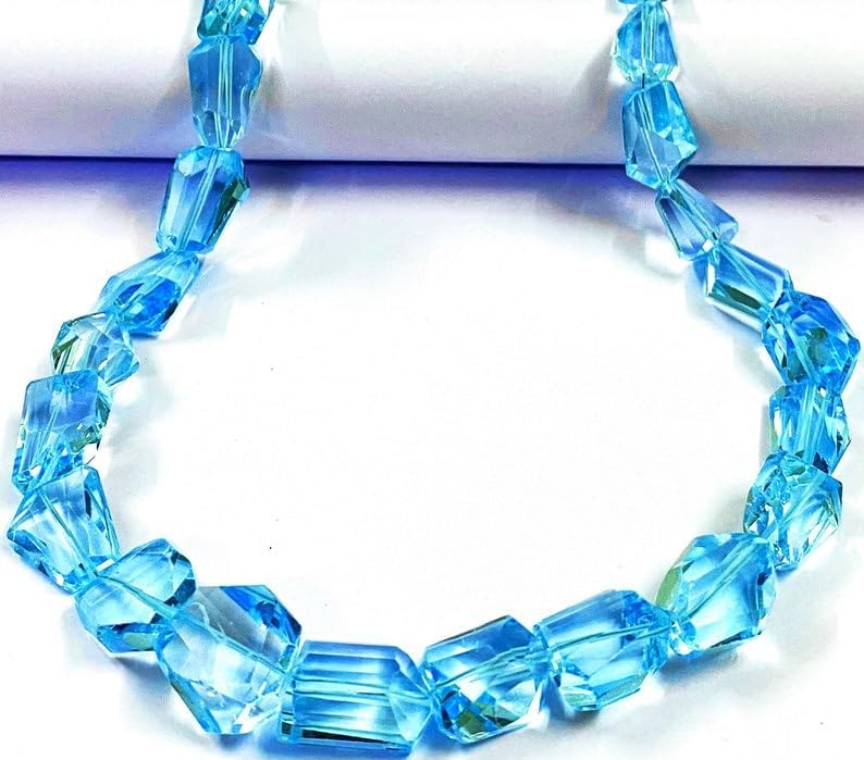 Natural Blue Topaz Nugget Faceted Beads 11x14-12x18mm 18 inch Long String Jewelry Making Gemstone Beads for Necklace Bracelet