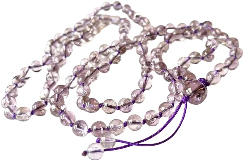 Natural Himalayan Azeztulite Quartz 8mm-14mm 108 Mala Beads, Spiritual, Meditation Beads, Reiki, Japa Mala, Buddhist Prayer Beads, Yoga Bracelet, healing beads LKMALA-RRGU-1020
