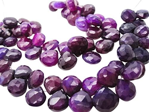 Purple Chalcedony Briolette Beads, Purple Chalcedony, 10-12mm, Heart Briolettes 3.5 inch Strand