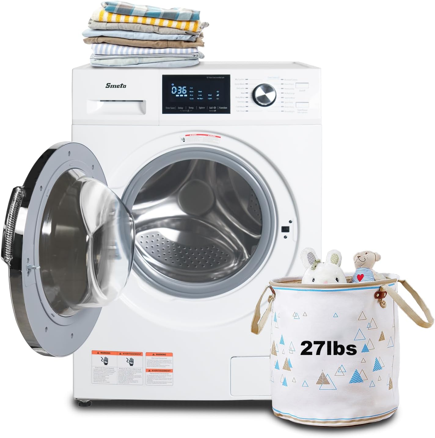 SMETA Compact Front Load Washer Washing Machine 2.8 cu. ft. Small Front Foading Space Saving Washer 24