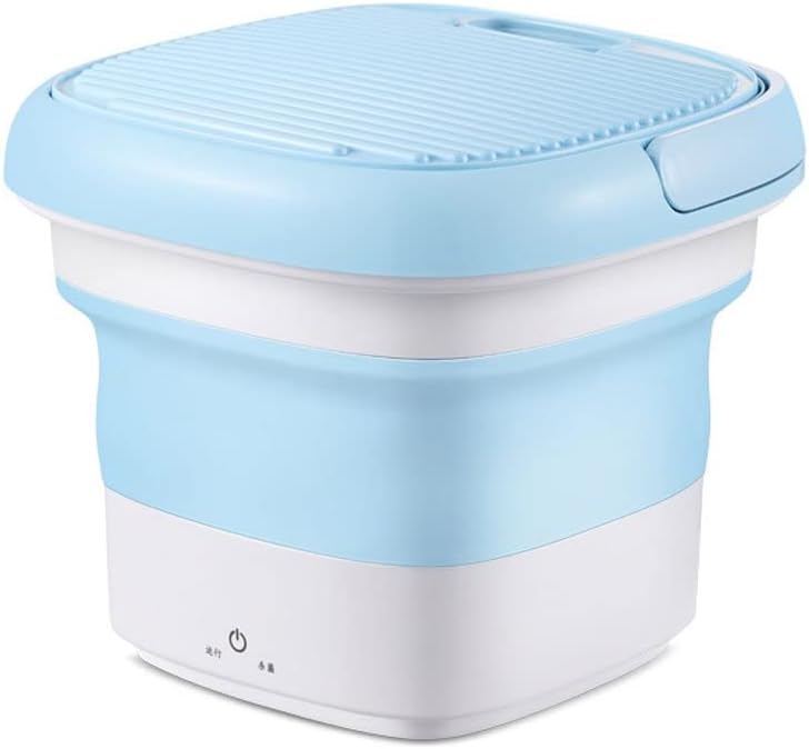 Portable Mini Washing Machine Folding Lightweight Travel Laundry Tub for Camping Dorms Apartments College Trip (Color : Blue)