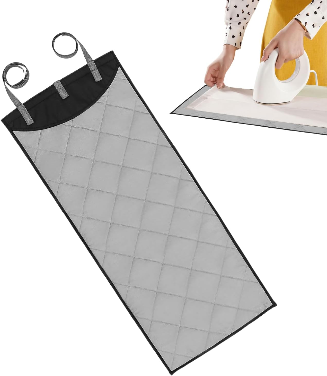 Over The Door Ironing Mat - Heat Resistant Steamboard Pad for Garment Steaming | Foldable Vertical Ironing Board Alternative | Easy Install Ironing for Home Dorm Laundry Room | Steamer Accesso