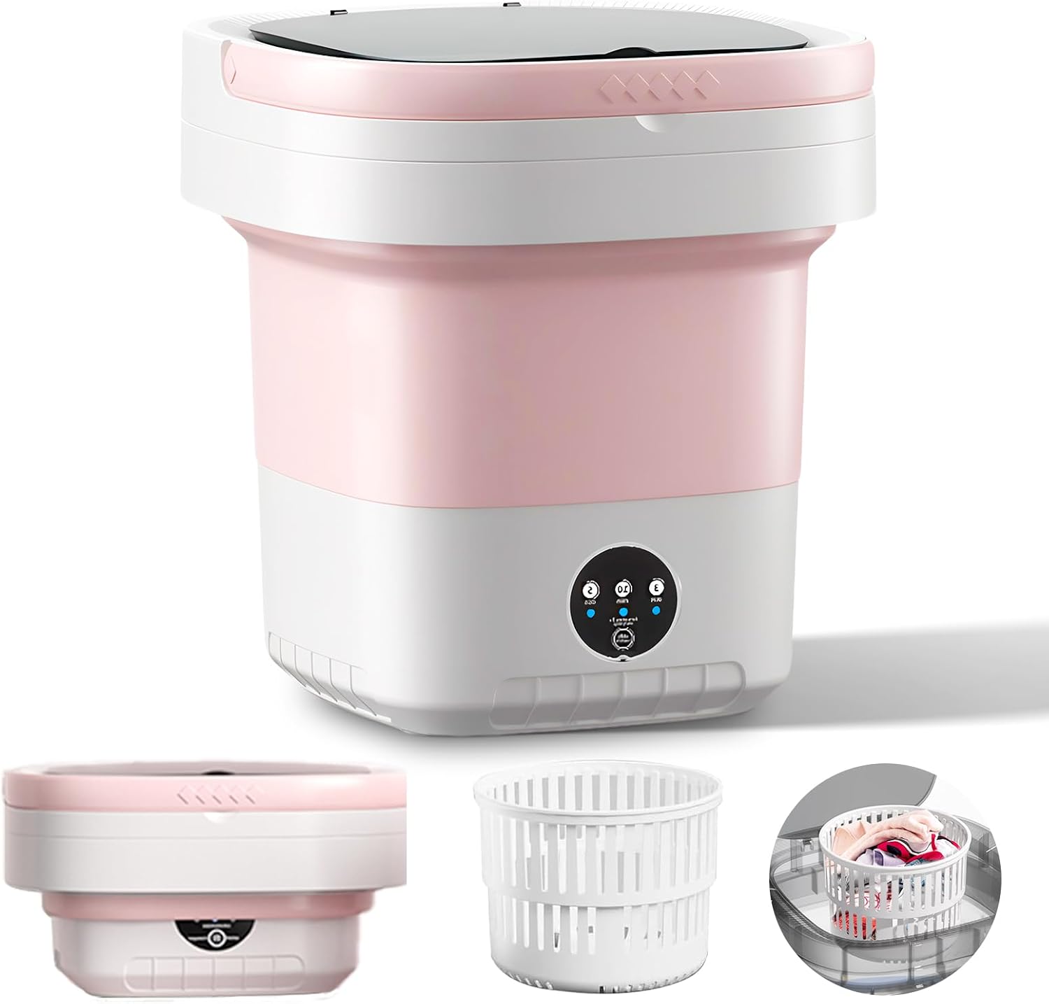 Mini Portable Washing Machine, 16L Collapsible Washing Machine, Compact, Foldable Washer for Baby Clothes, Socks, Underwear, Semi-Automatic, 3 Modes, Ideal for Travel, Camping, Apartments