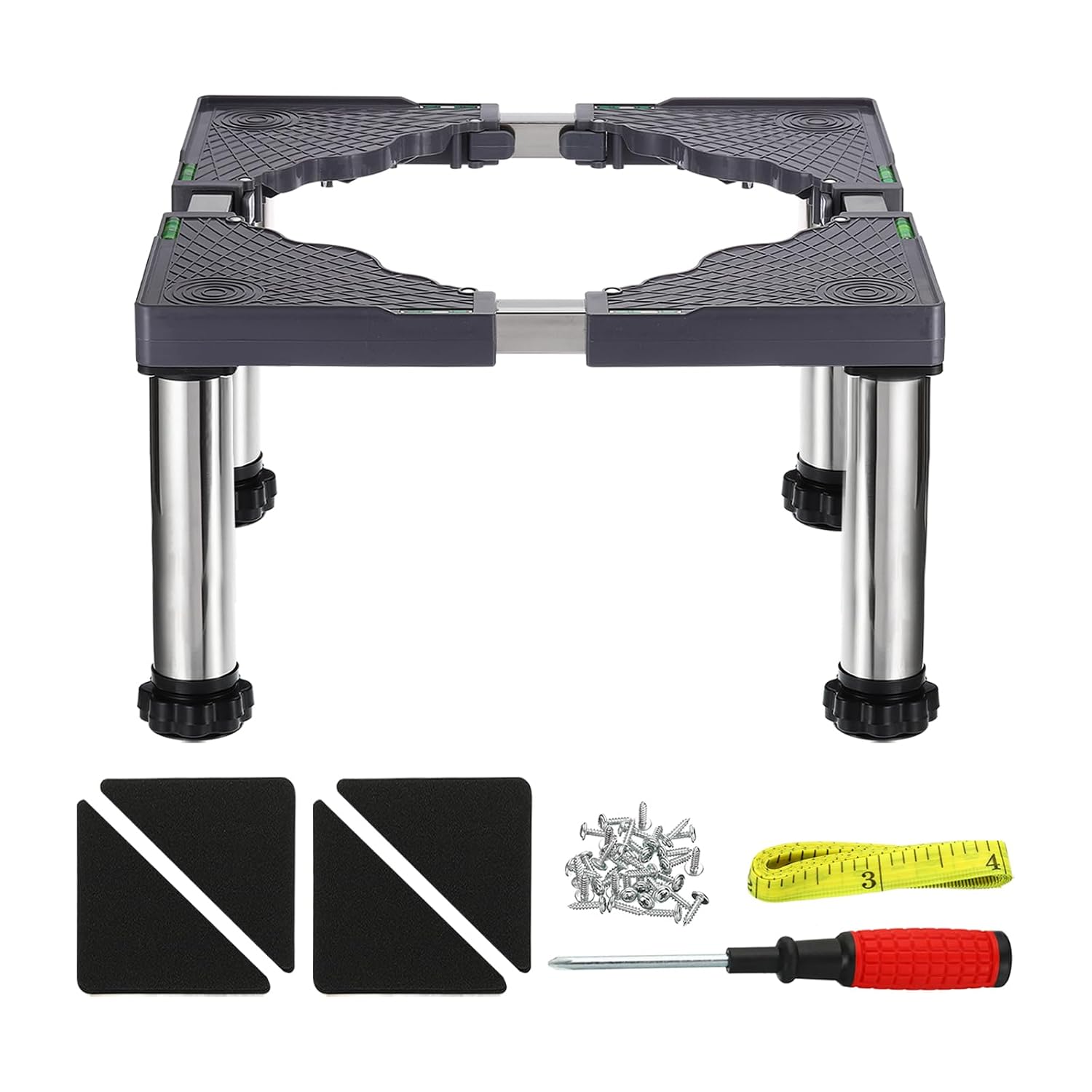 PATIKIL Mini Fridge Stand, 4 Strong Feet Laundry Stand Base Multi-Functional Adjustable Base Tray Anti-Vibration for Refrigerator Washing Machine Dryer Dishwasher AC, 11.4