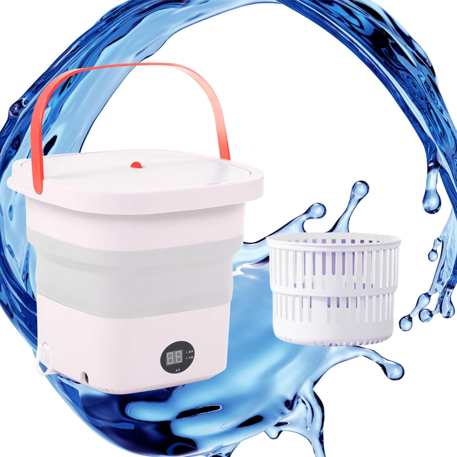 Mini Washer - 6L Mini Washing Machine Portable Foldable, Portable Washing Machine with Spin Dryer Soft & Bucket & LCD Panel Display (US Plug)