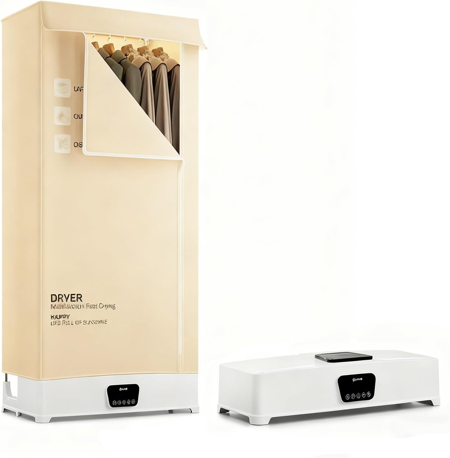 1000W Portable Clothes Dryer,Automatic Steam Iron & Hanging Garment Steamer,Fast Hot-Air Drying and Daily Wrinkle Care for Shirts/Pants,at Home or Travel Use