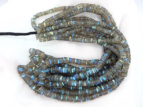 8 String Blue Flash Labradorite Faceted Tyre Beads/Labradorite Heishi Beads 100 Persent Natural Gemstone Size 7.4x5. mm 20